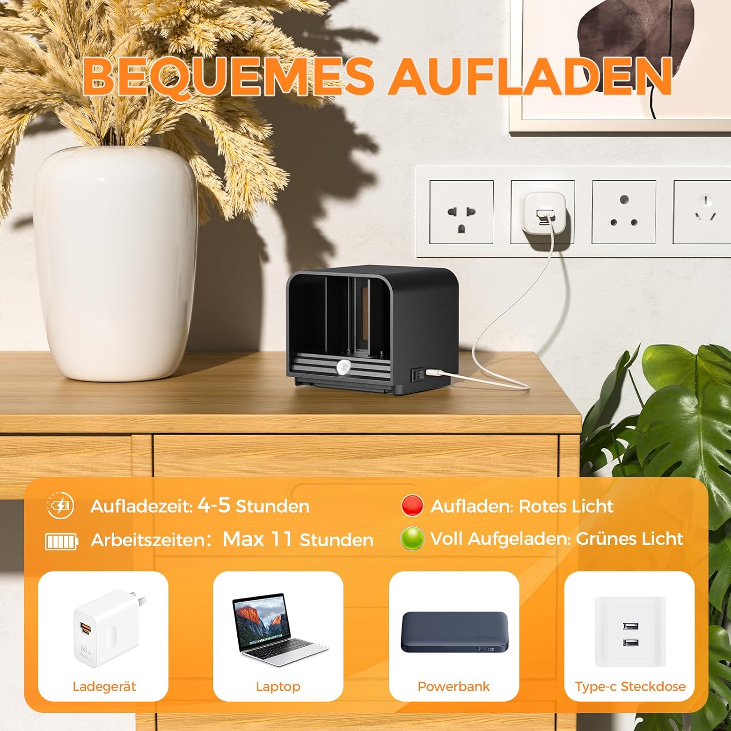 Thumbnail 2 de GEARLITE akkubetriebene LED-Wandleuchte für Innen & Außen (4er-Set) mit Bewegungsmelder, IPX4, 3000K