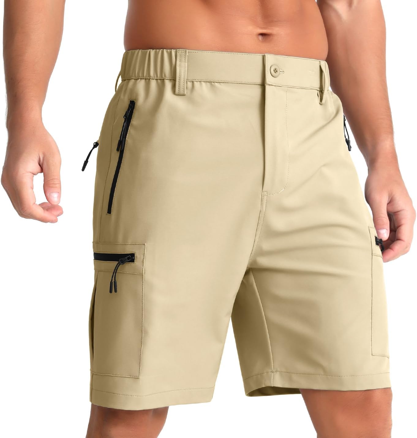 Detalle de iCKER Mens Cargo Shorts: Quick Dry Outdoor Hiking Shorts with Zip Pockets