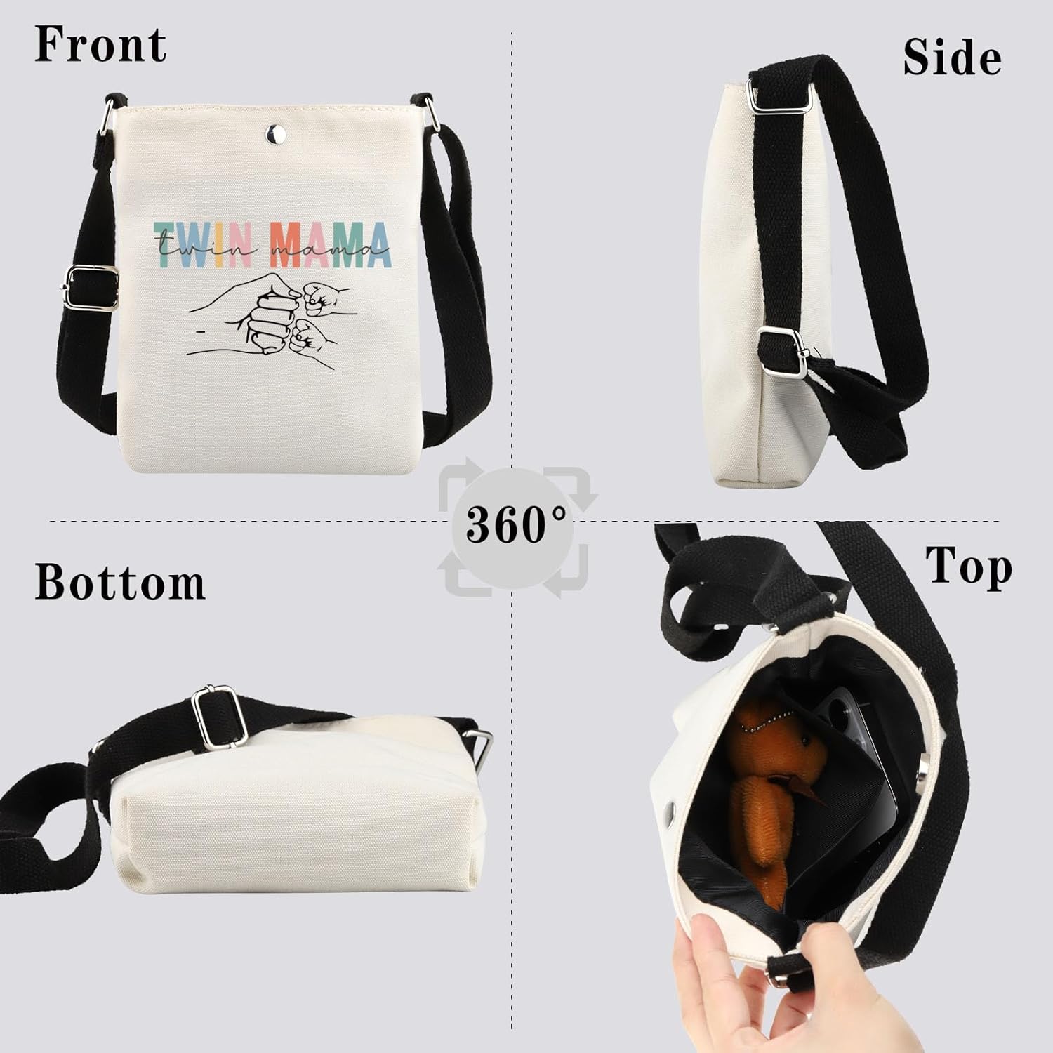 Detalle de Twin Mama Gift Makeup Bag: A Practical Travel Pouch for Moms of Twins