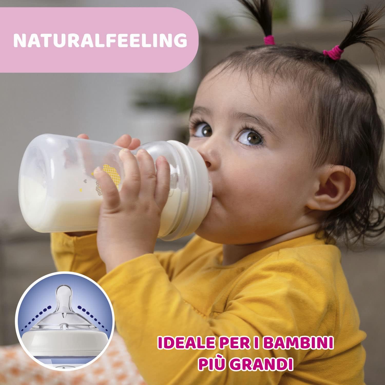 Detalle 2 de Chicco Natural Feeling 330 ml biberon anticolica