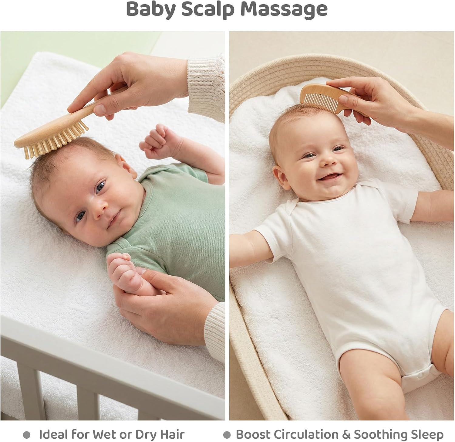 Thumbnail 4 de GVOO Baby Hair Brush Set, 5-Piece Wooden Grooming Kit with Goat Hair Bristles