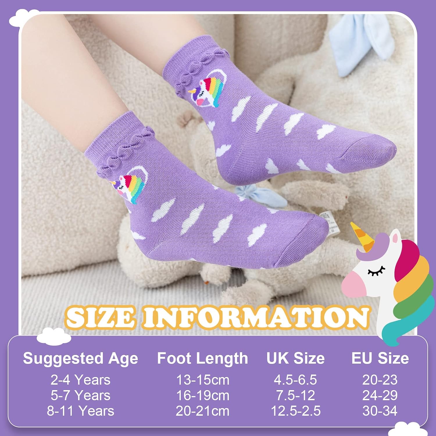 Thumbnail 5 de Cirorld 601 Girls’ Socks, Cotton Blend, Seamless Design, 6 Pairs