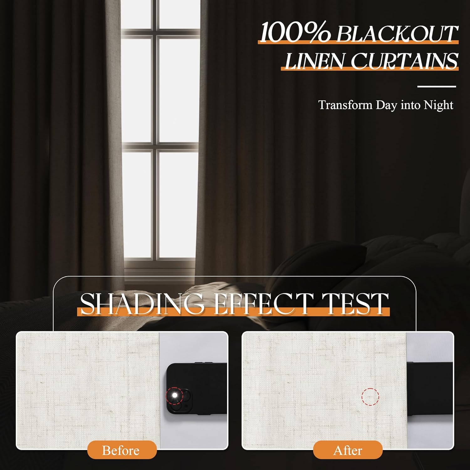 Detalle 2 de Jowels 90 Inch Linen Blackout Curtains 2 Panels 🪟