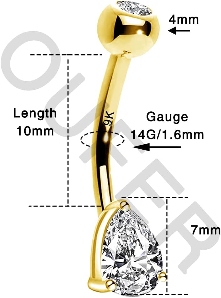 Thumbnail 4 de OUFER Piercing nombril 9K Or Zircone 10 mm