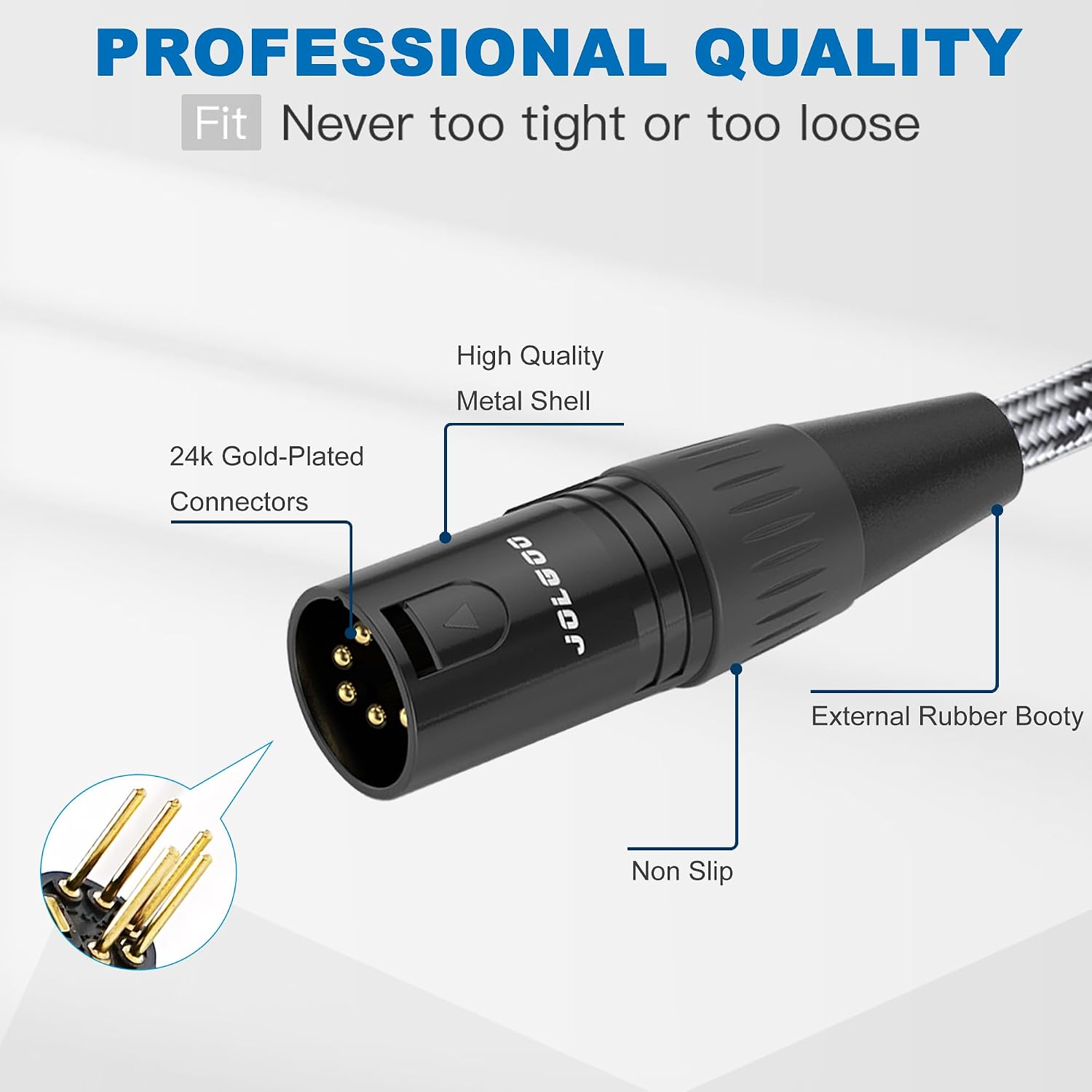 Detalle de JOLGOO jg-adpt-xlr-2023102801 12-Inch DMX XLR Adapter, 5-Pin to 3-Pin, 2-Pack