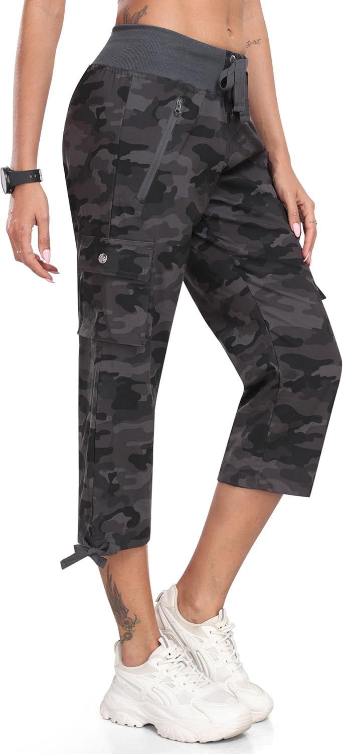 Detalle de MoFiz Women’s Cargo Capris Pants (Loose Fit) Lightweight Quick-Dry Hiking Travel Pants