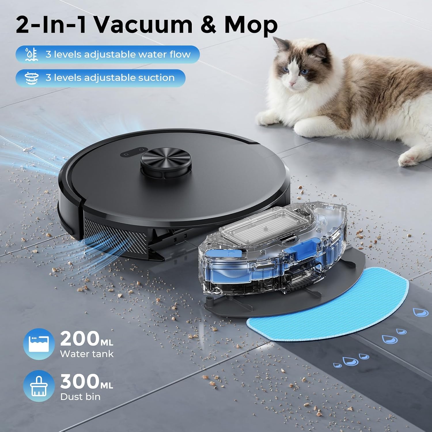 Detalle de Robot Vacuum and Mop Combo with 2.5L Dustbag