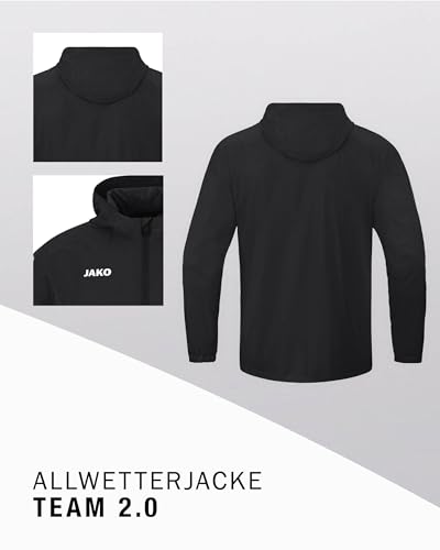 Detalle 2 de JAKO Kinder Allwetterjacke Team 2.0, schwarz, Größe 164