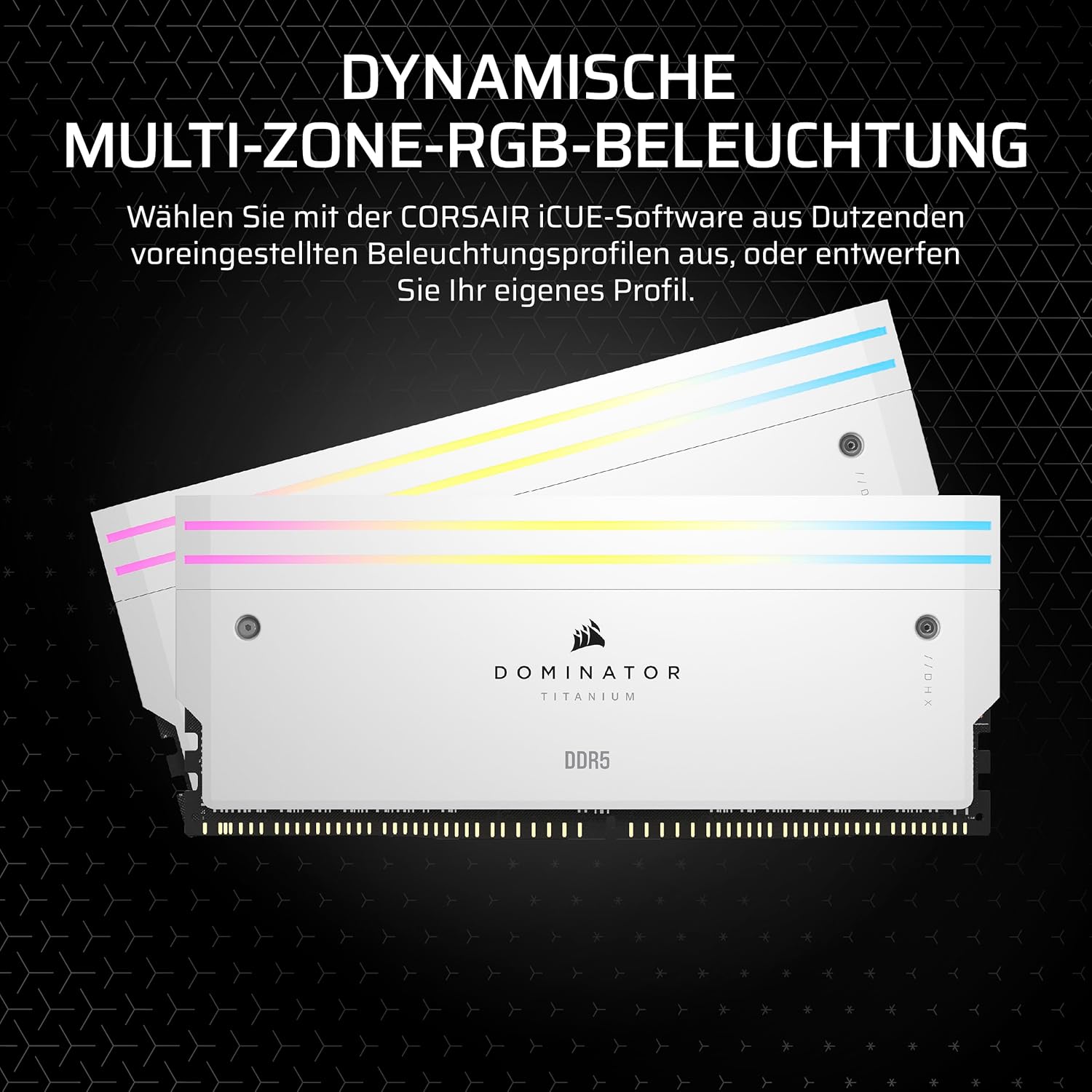 Thumbnail 2 de CORSAIR Dominator Titanium DDR5 RGB Lichtverstärkungs-Kit (2× Module, iCUE-kompatibel) – Weiß