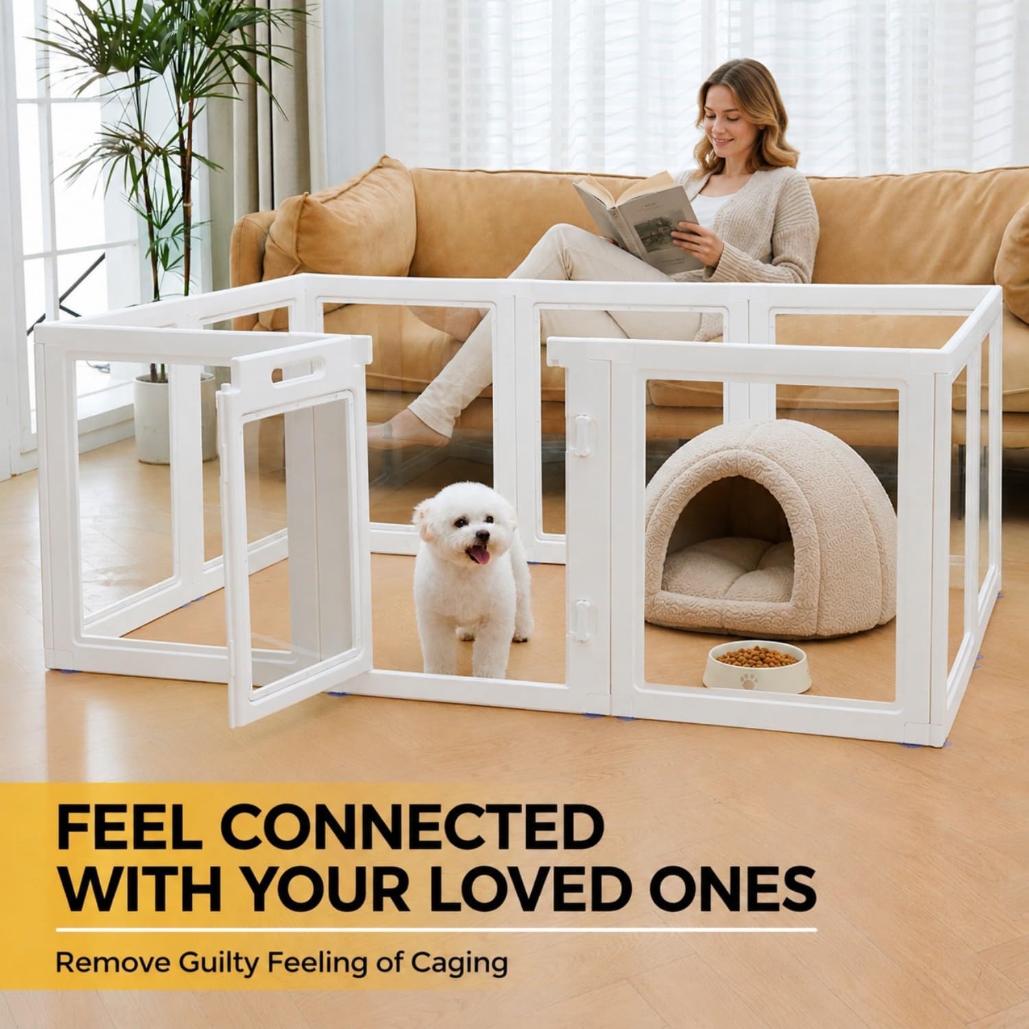 Detalle de Everfront Clear Acrylic Dog Playpen Indoor (60cm, 10 Panels)
