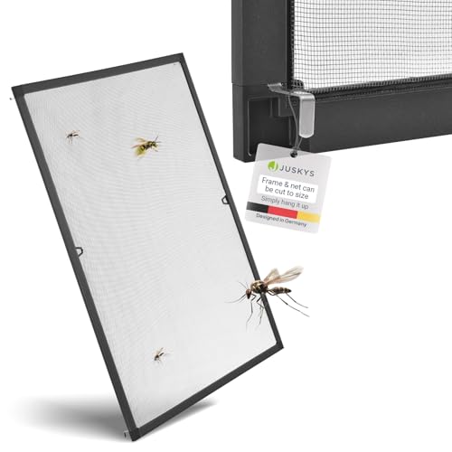 Detalle de Juskys Zanzariera con telaio in alluminio 110 x 130 cm — protezione affidabile contro insetti per finestre da appendere