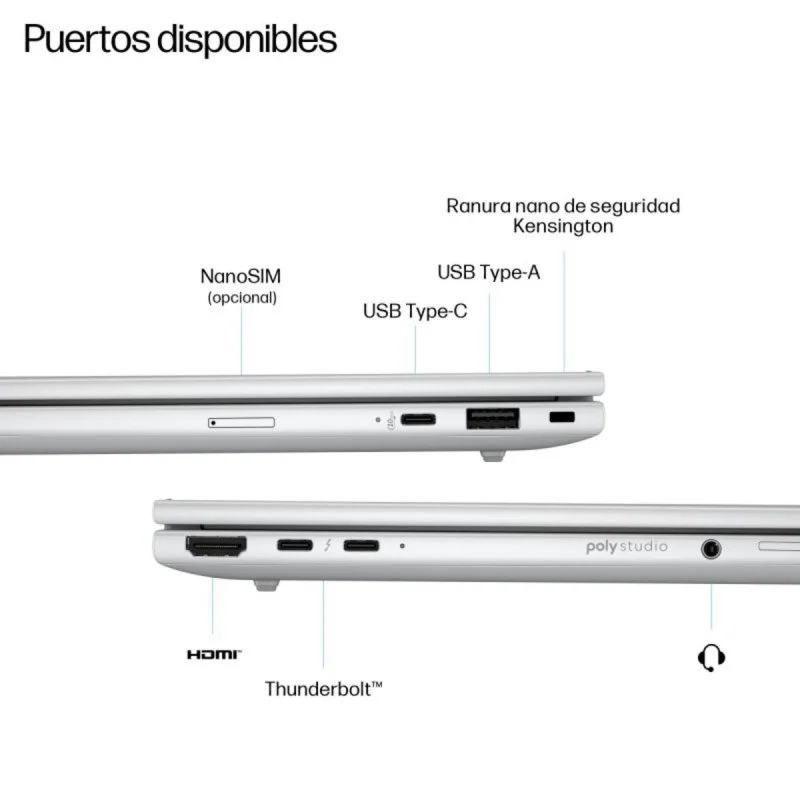 Detalle de HP EliteBook 8 G1i IA – Portátil premium de 16" con Intel Core Ultra 5 225H, 16GB/512GB SSD, IPS WUXGA