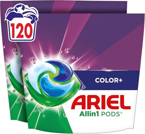 Detalle de Ariel Pods Color+ Waschmittel, 120 Wäschen – FleckWeg-Power auch im Kalten