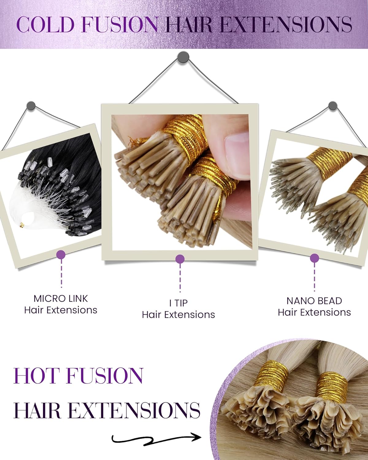 Thumbnail 6 de LaaVoo I Tips Real Human Hair Extensions – Balayage Brown to Ash Blonde (18in, 50g, 60s)