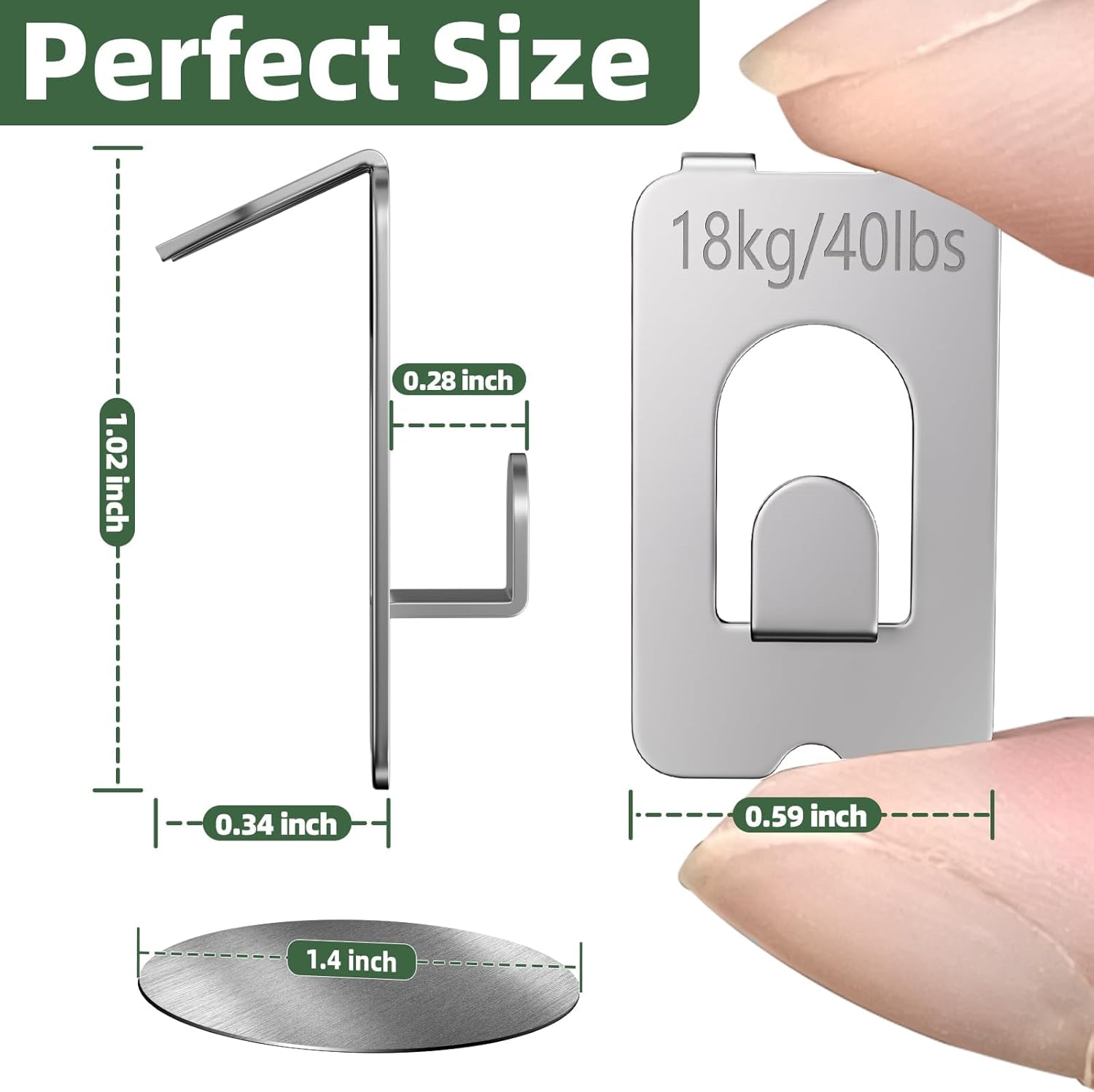 Detalle de Anteabee 6Pcs Claw Picture Hangers for Plasterboard – No Nails Wall Hooks, 18 kg Capacity