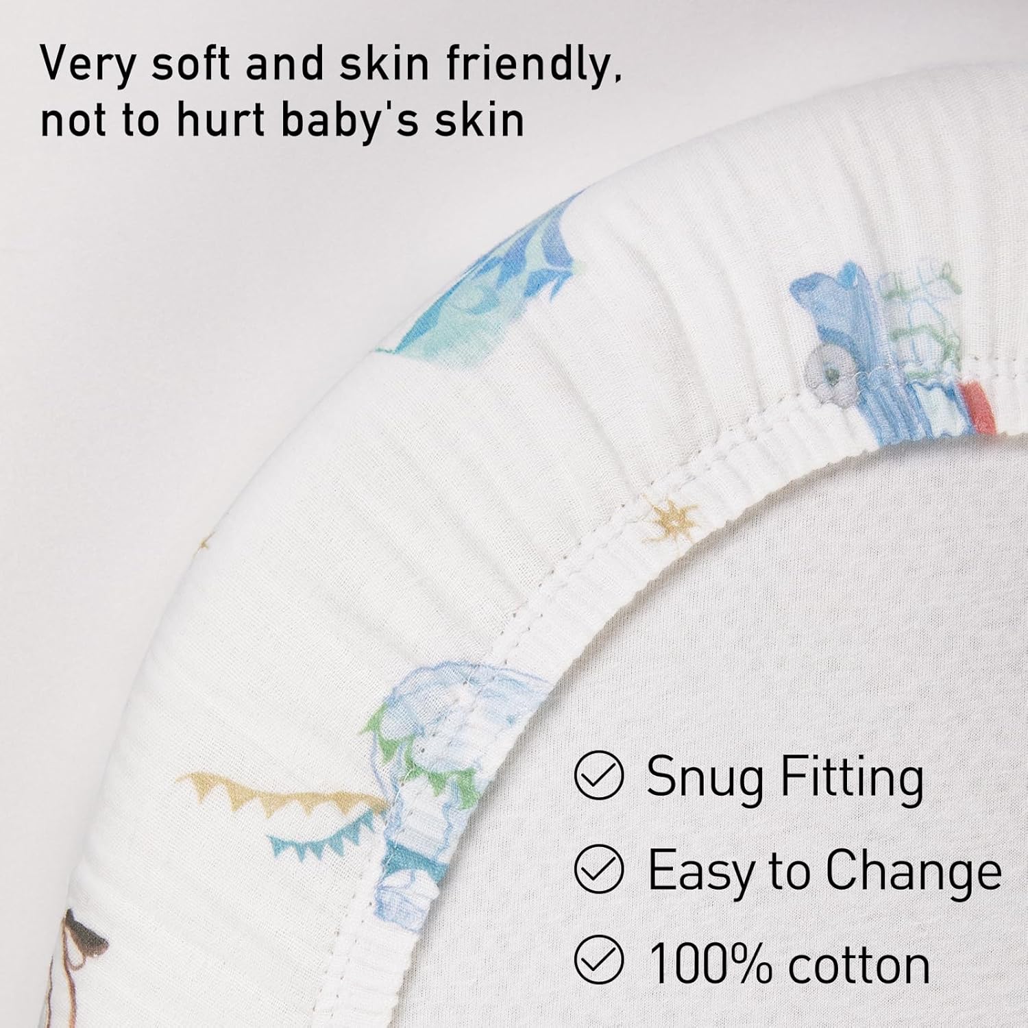 Detalle de Soarwg Kids Moses Basket Fitted Sheets (Set of 2) – 83×43 cm Muslin Cotton, Unisex