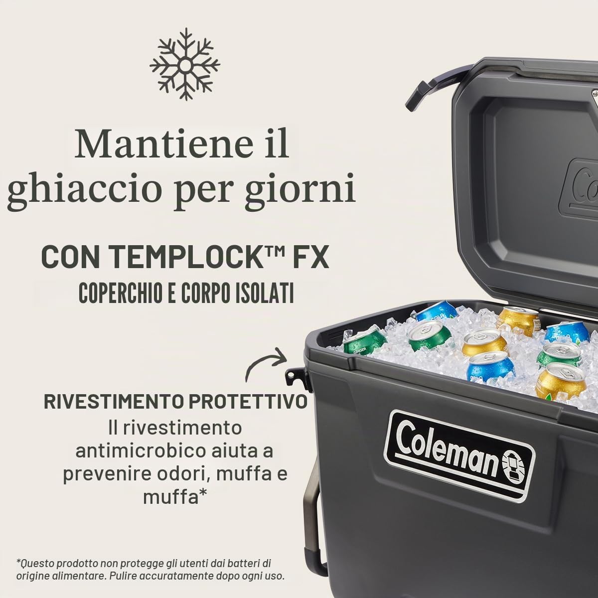 Detalle de Coleman Convoy 65QT: ghiacciaia rigida con ruote, 66 L, isolamento completo e uso versatile per outdoors