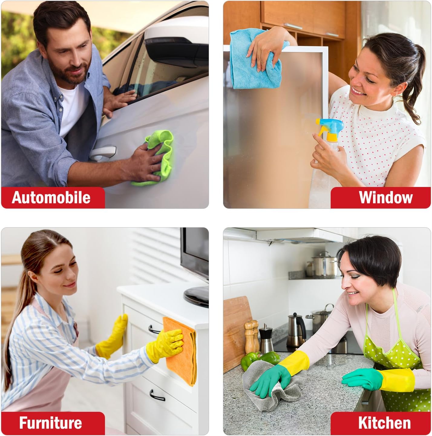 Thumbnail 4 de AIDEA Microfiber Cleaning Cloth 24 Pack (12x16in) — Lint-Free Towels for Car, Kitchen, and Windows