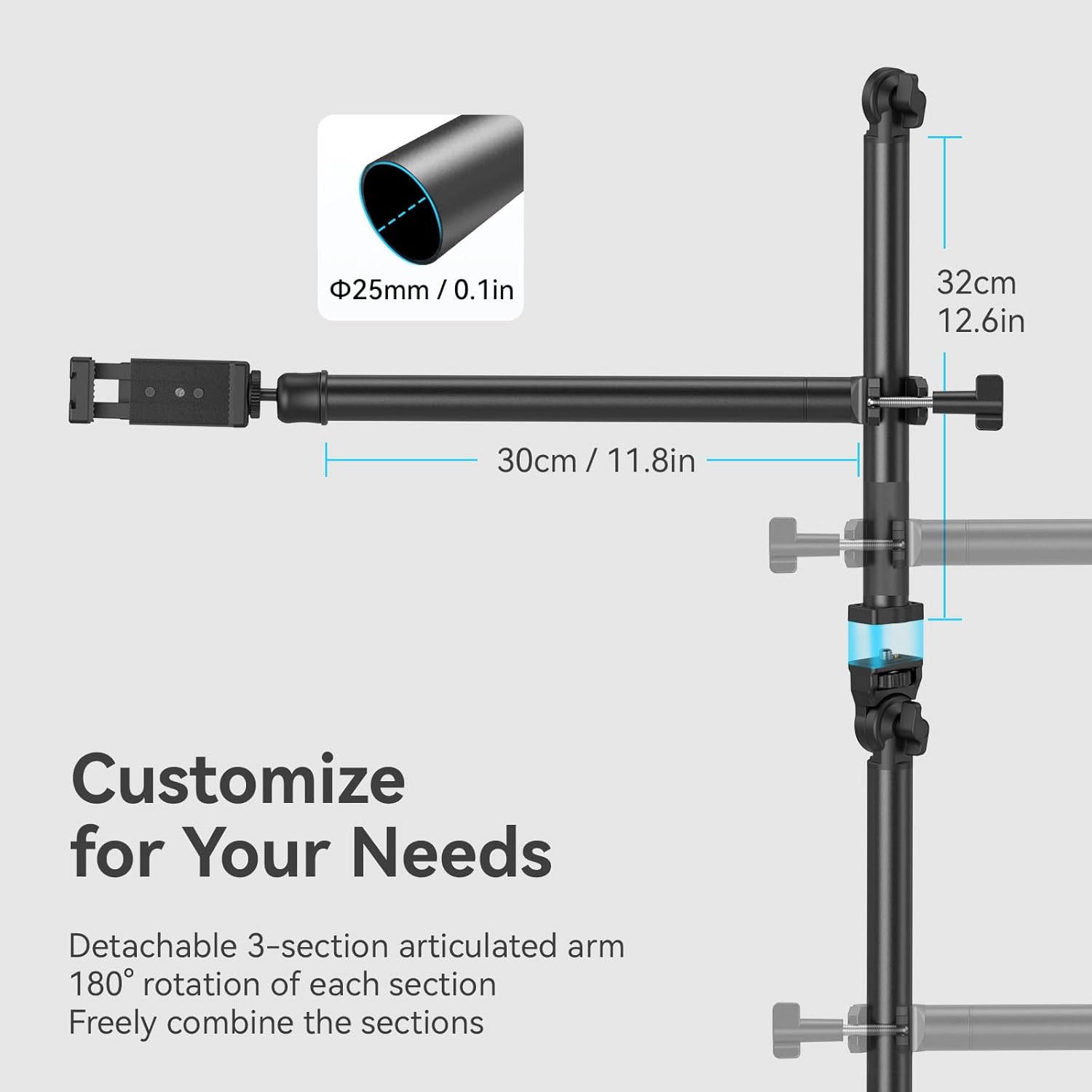 Thumbnail 3 de SMALLRIG Live-Desktop-Kamera Tischstativ DT-50 4456 – Overhead-Klemme mit flexiblem Arm