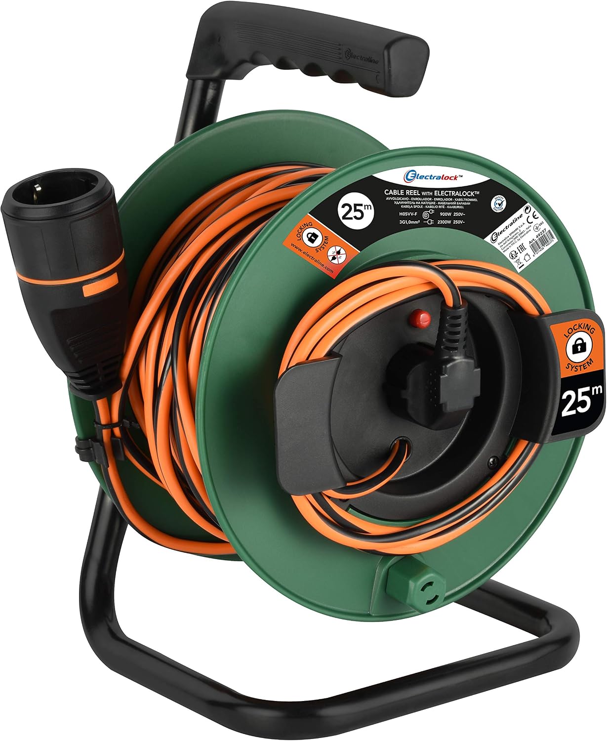 Detalle de Electraline 49237 Avvolgicavo con Prolunga Elettrica da Giardino 25M