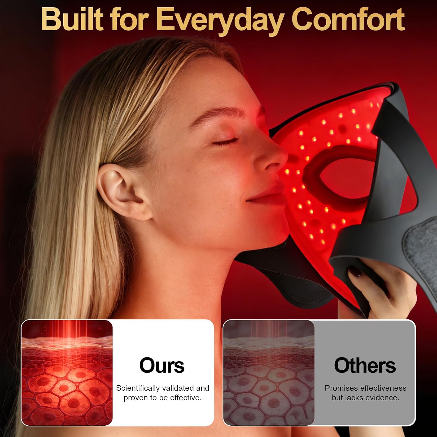 Detalle de YK oliron RLTM-4DMAG-RBV1 Cordless LED Face Mask, Two Light Modes, Grey