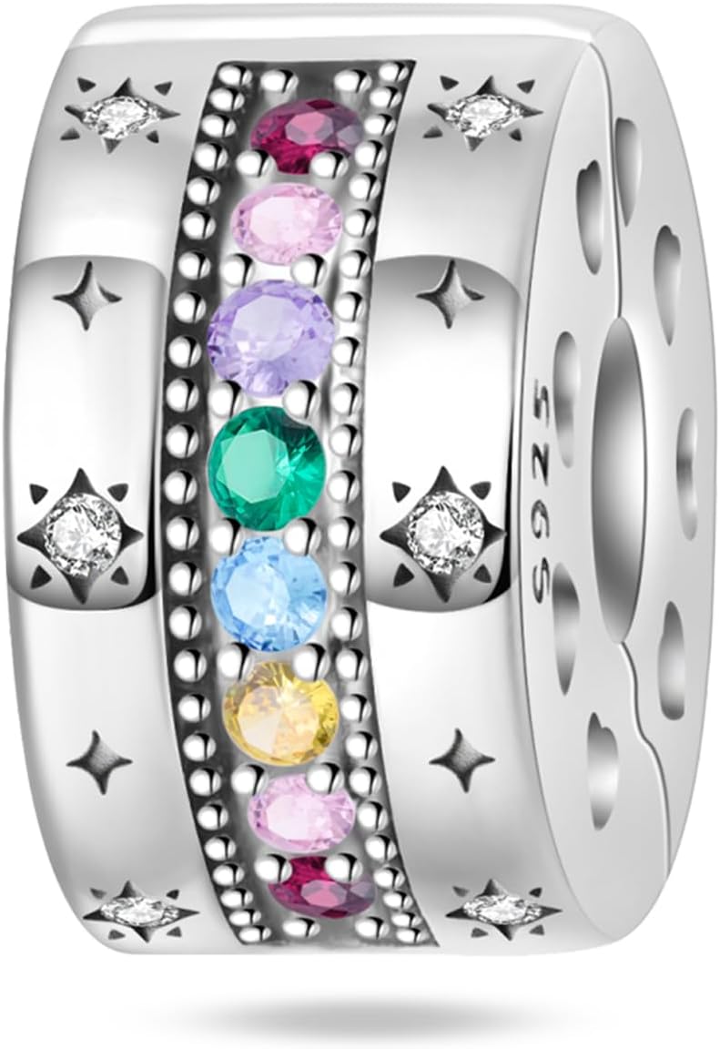 Detalle de YIXUAN Kompatibel mit Pandora Armbändern – 925er Silber Anhänger, Geburtsstein-Charms