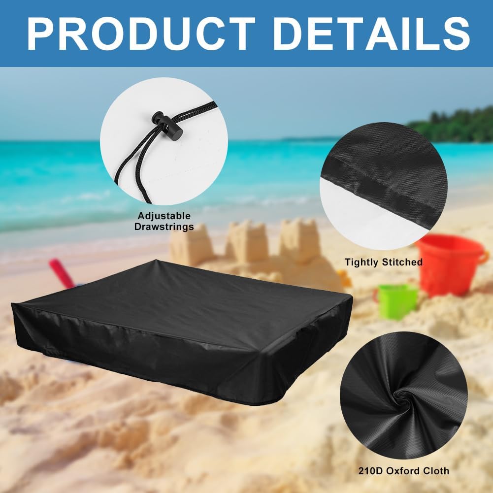 Thumbnail 2 de Flintronic Bâche Bac à Sable – Housse de Protection 200 x 200 cm, Oxford 210d et Cordon de Serrage