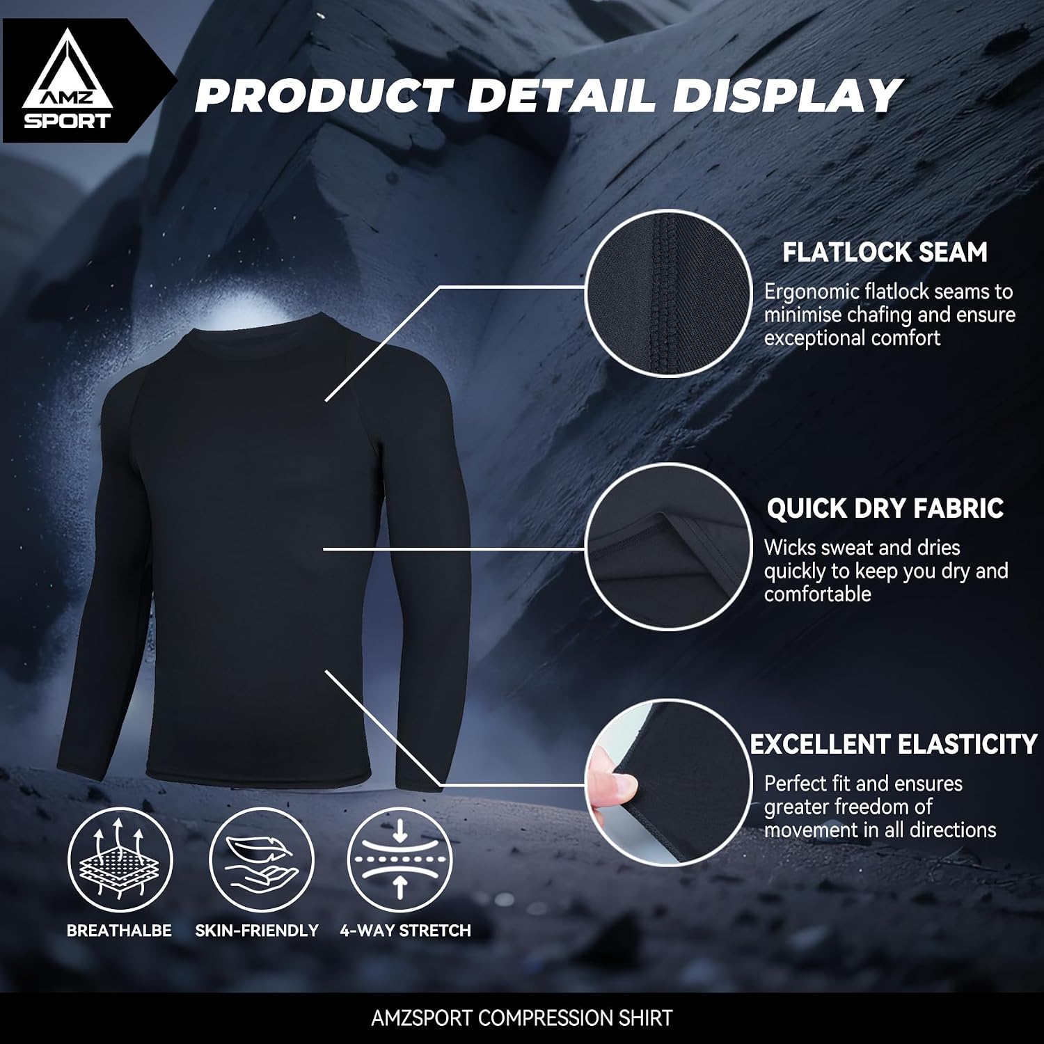 Detalle 2 de AMZSPORT Maglia Compressione Uomo 2 pezzi 🏋