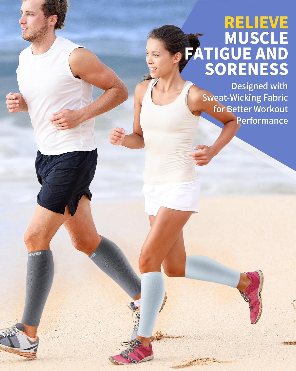 Thumbnail 5 de CAMBIVO 2 Pairs Calf Compression Sleeve (Men & Women) for Shin Splints, Running, Cycling & Flights