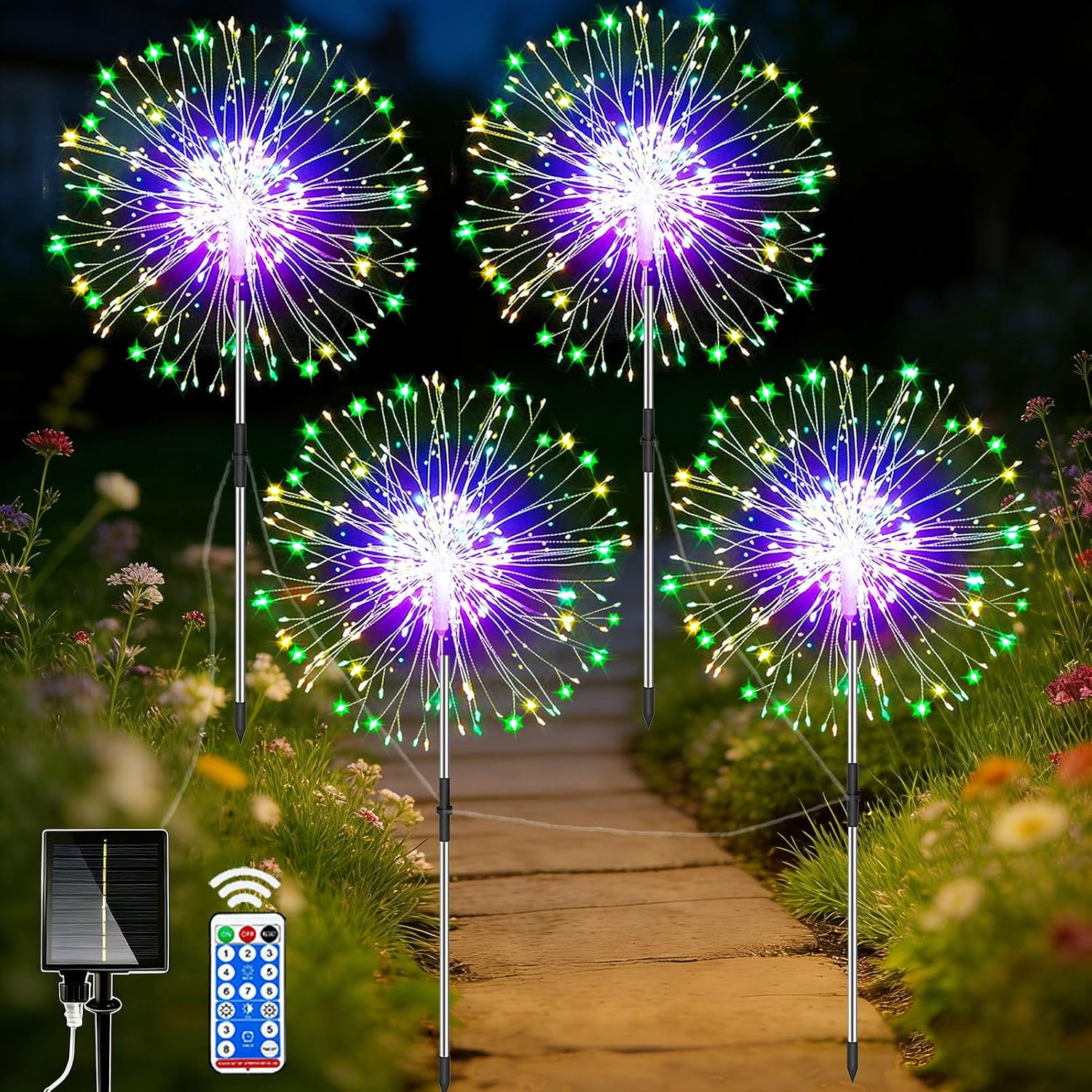 Detalle de yowin Firework Solar Lights 4x120 LED