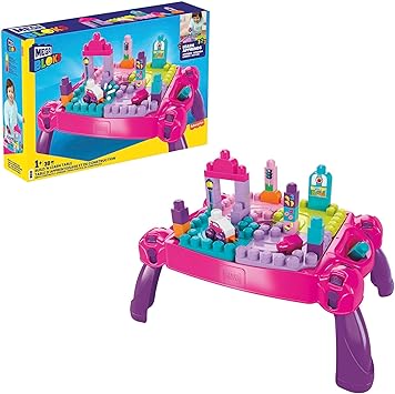 Detalle de MEGA Bloks FFG22 Mesa de Construcción Rosa para Bebés 🏗