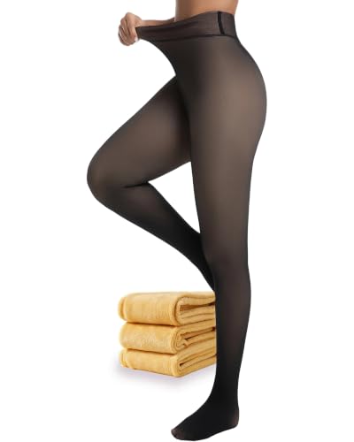 Detalle de HOWIN Collant polaire femme à effet transparent, taille haute et doublure chaude