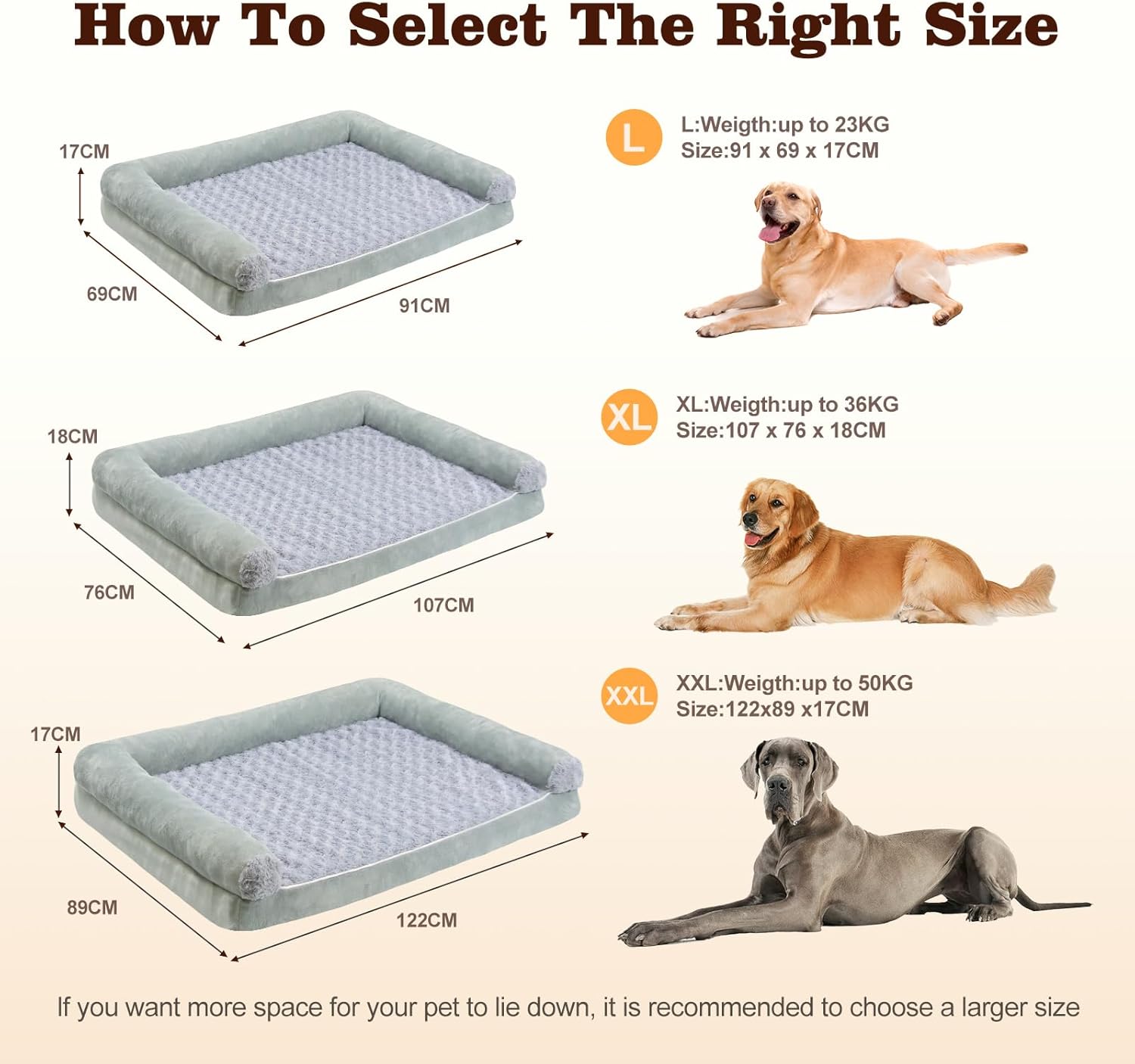 Thumbnail 5 de DONWEI Large Orthopedic Dog Bed 120x90x20 cm