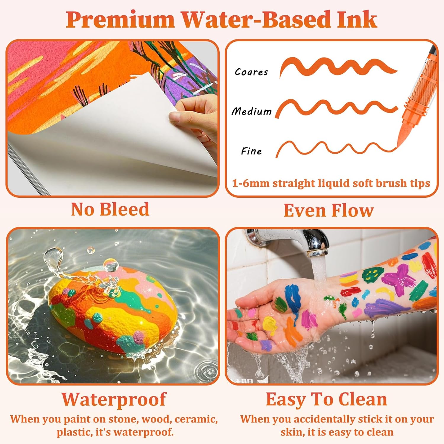 Thumbnail 3 de Funnasting 72 Colours Acrylic Paint Pens (Soft Brush Tip) – acrylic marker set for glass, fabric, rocks and DIY crafts