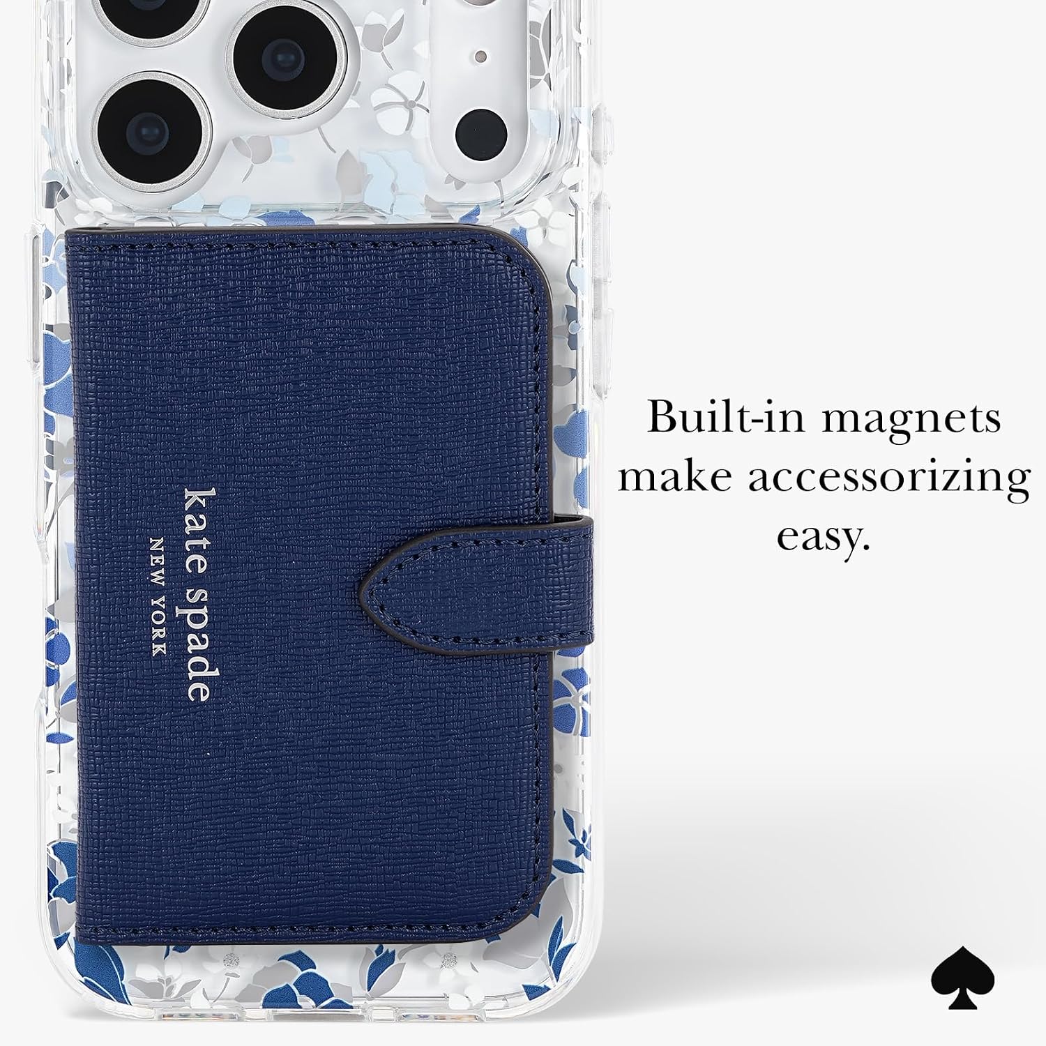 Detalle 1 de Kate Spade New York etui do iPhone’a 17 Pro, MagSafe, niebieski wzór kwiatowy