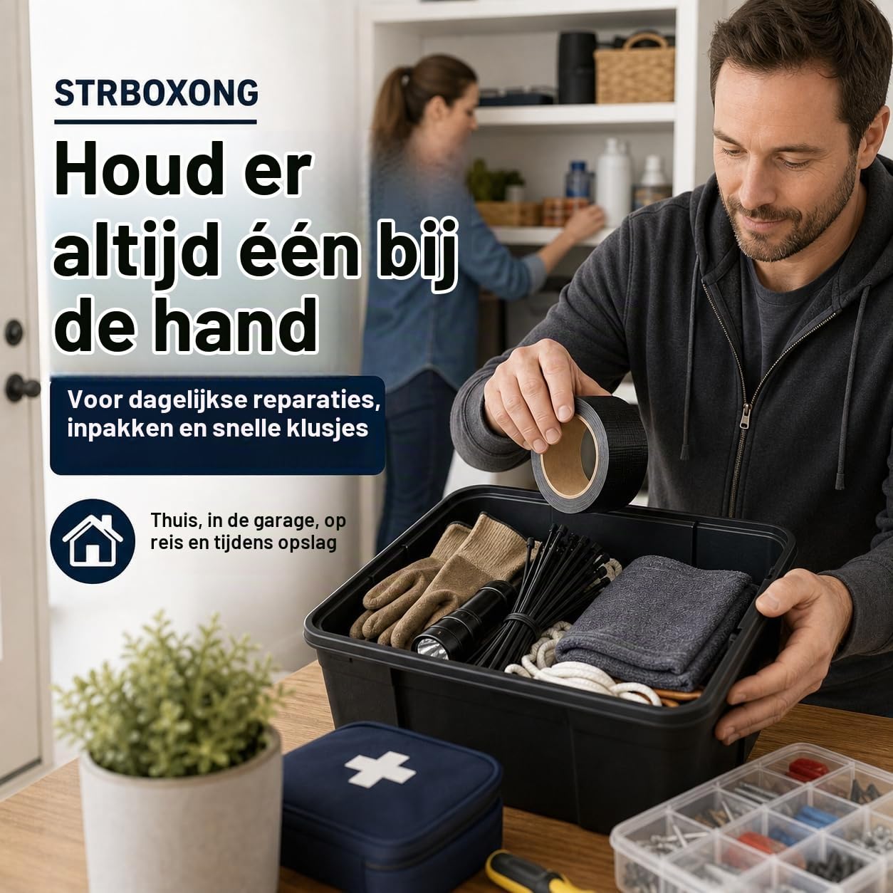 Thumbnail 6 de STRBOXONG STRBOXONG-Duct Tape, zwart, 48 mm x 20 m, 210 micron, 3 rollen