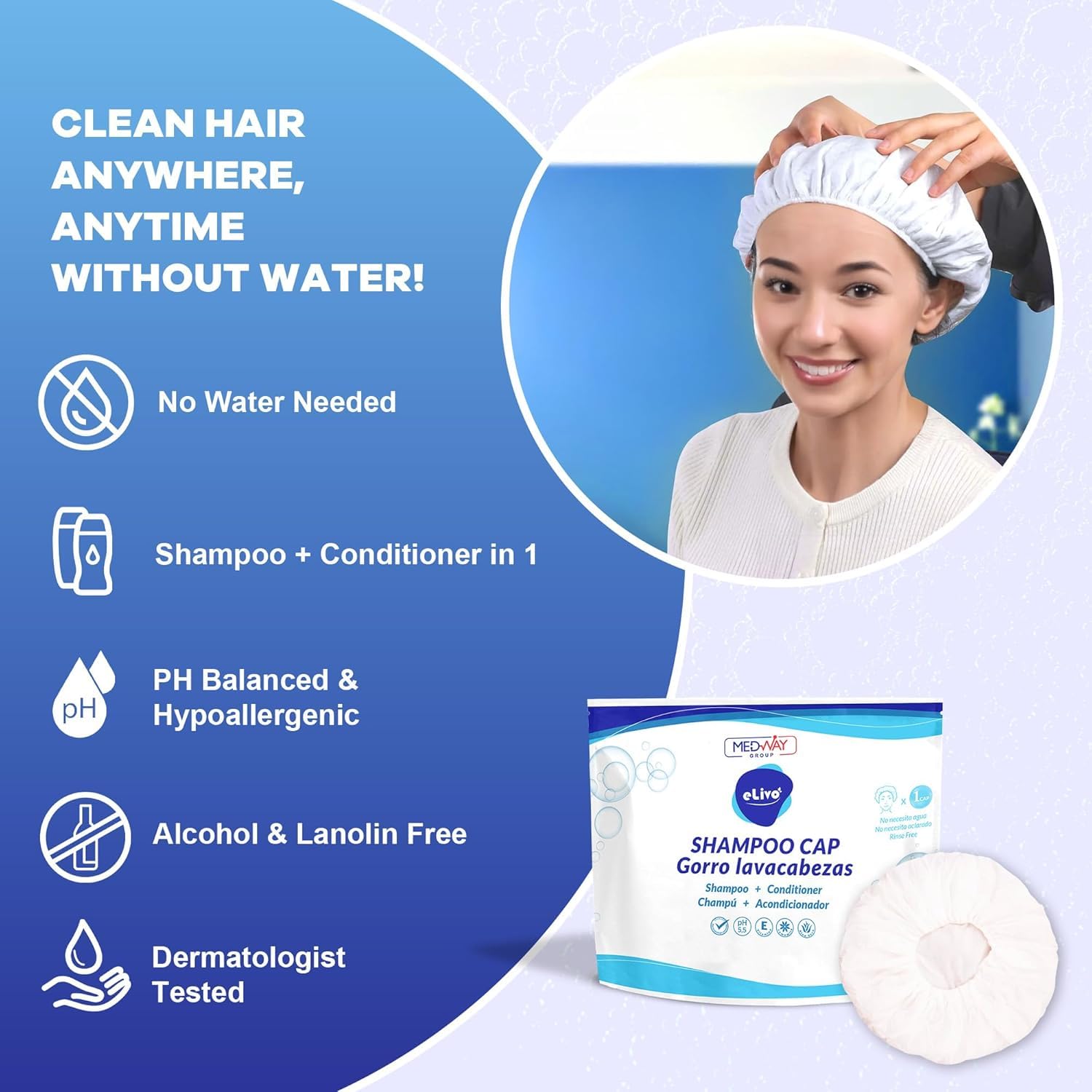 Thumbnail 2 de MedVance No Rinse Shampoo Cap: Rinse-Free Hair Cleaning for Caregiving