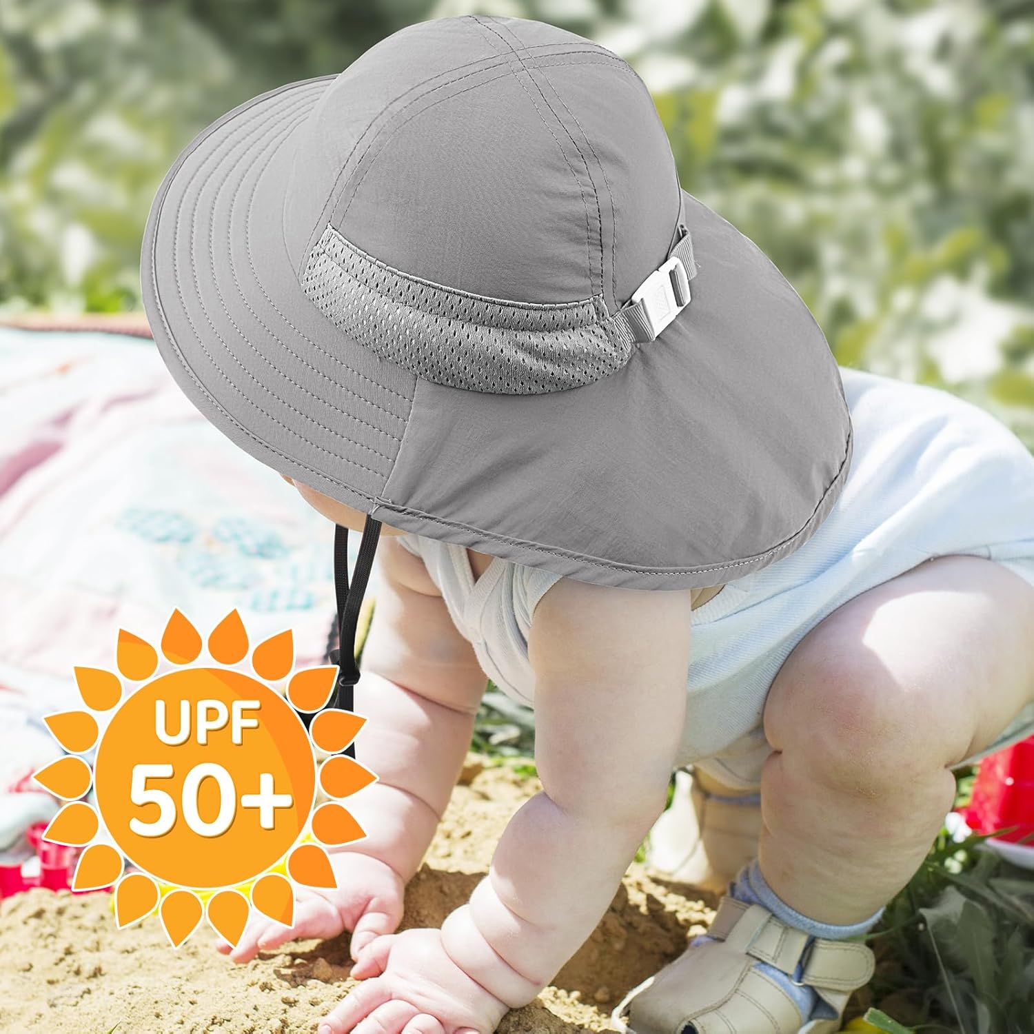 Detalle de DRESHOW Bébé Chapeau de Soleil – Casquette Protège-Nuque pour Enfants