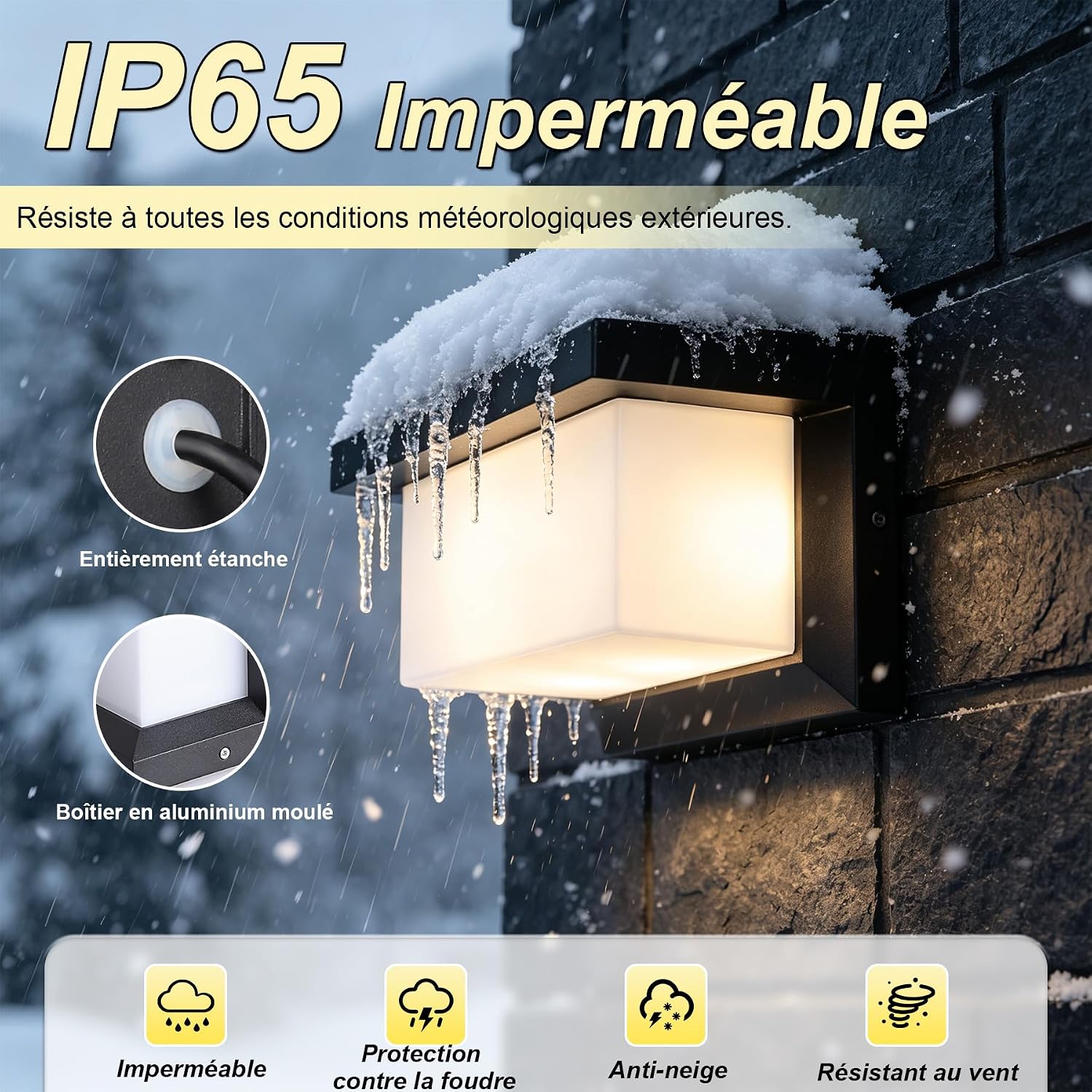 Detalle de YICALE 001 buitenwandlamp LED 18 W, 3 kleurtemperaturen en IP65