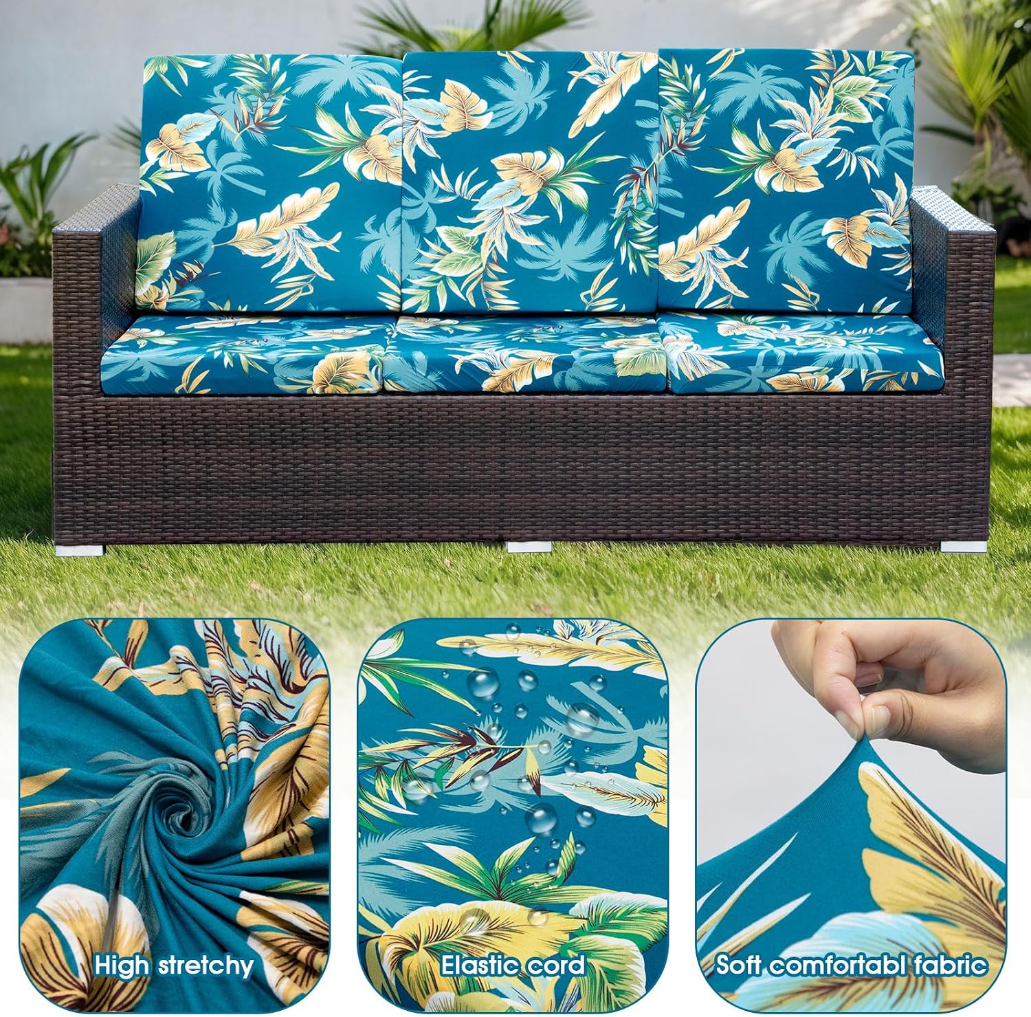 Thumbnail 3 de LiveGo Patio Stretch Sofa Cushion Cover Replacement (2, Venus) – Elastic Outdoor Cushion Slipcover