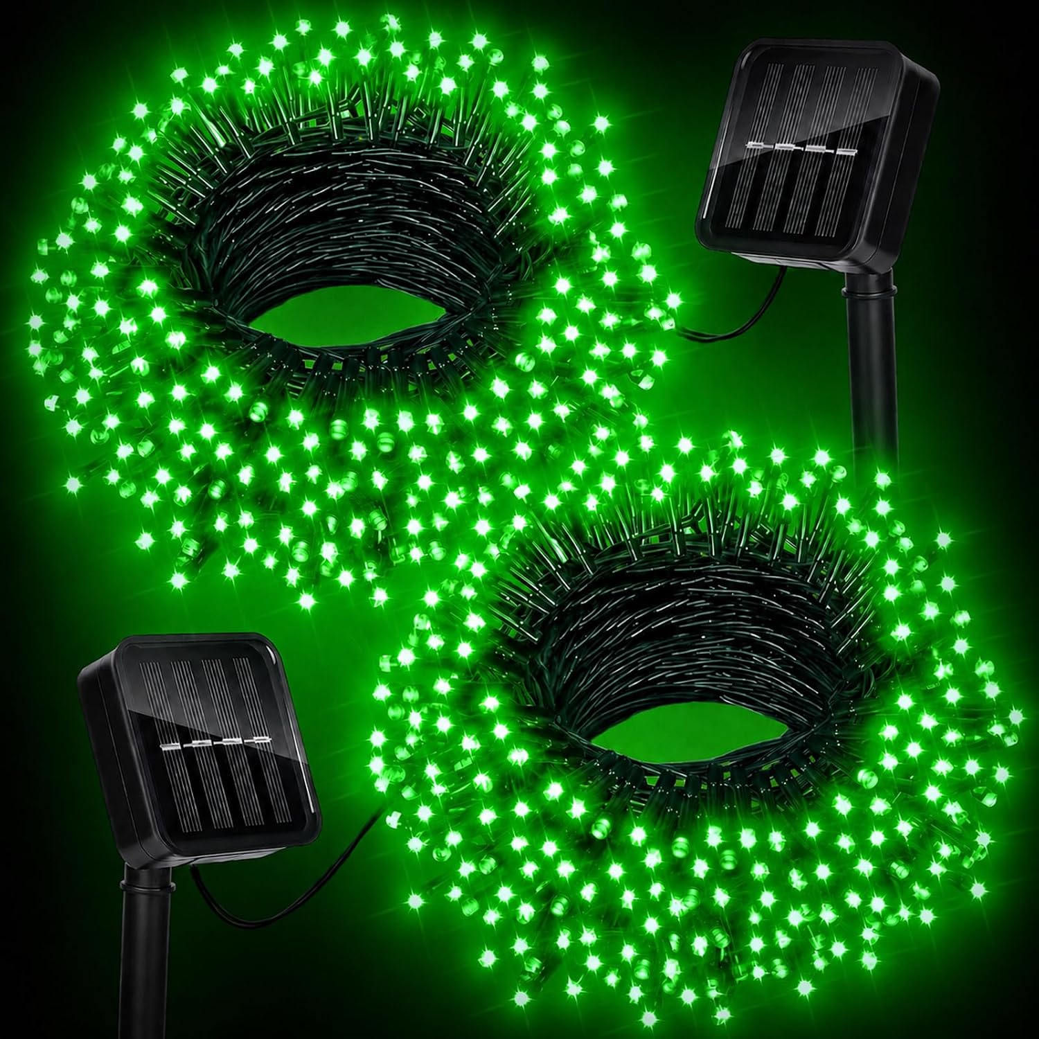 Detalle de Moettany 5GREEN-2-TYN Solar Christmas String Lights, 100 Green LEDs, 8 Modes