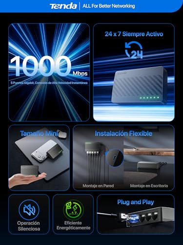 Thumbnail 1 de Tenda SG105 switch Ethernet Gigabit 5 puertos