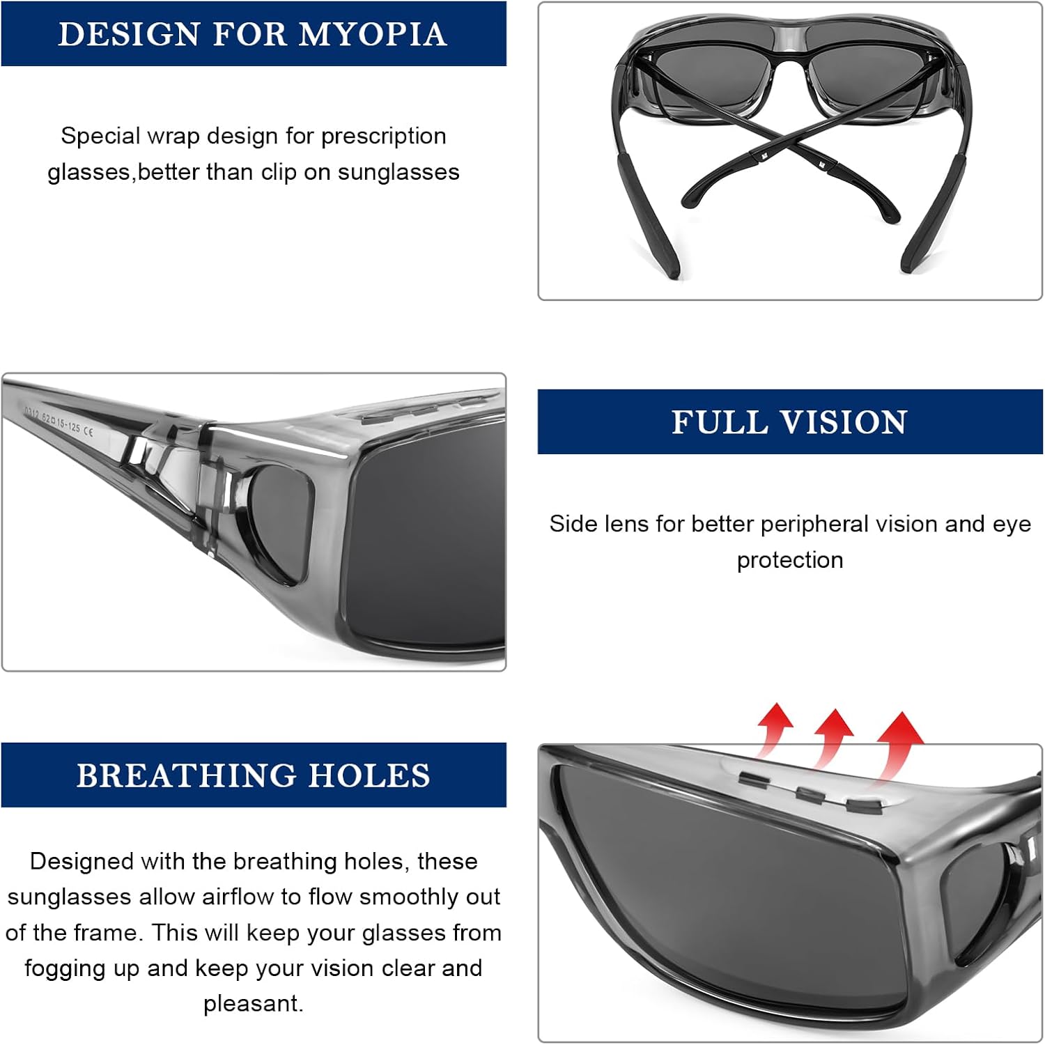 Thumbnail 3 de LVIOE Unisex Polarisiert Überzieh-Sonnenbrille für Brillenträger (Fit-Over) mit UV-Schutz