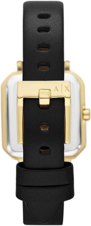 Detalle 2 de Armani Exchange Montre pour Femmes – Quartz, boîtier 27 mm, bracelet cuir noir