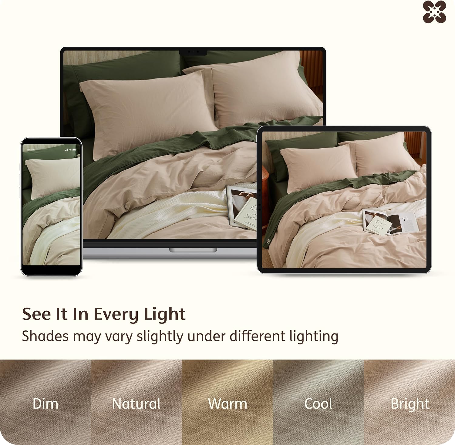 Thumbnail 5 de Bedsure Duvet Cover Set-Washed Cotton-Zip, 100% Cotton, Zipper Closure