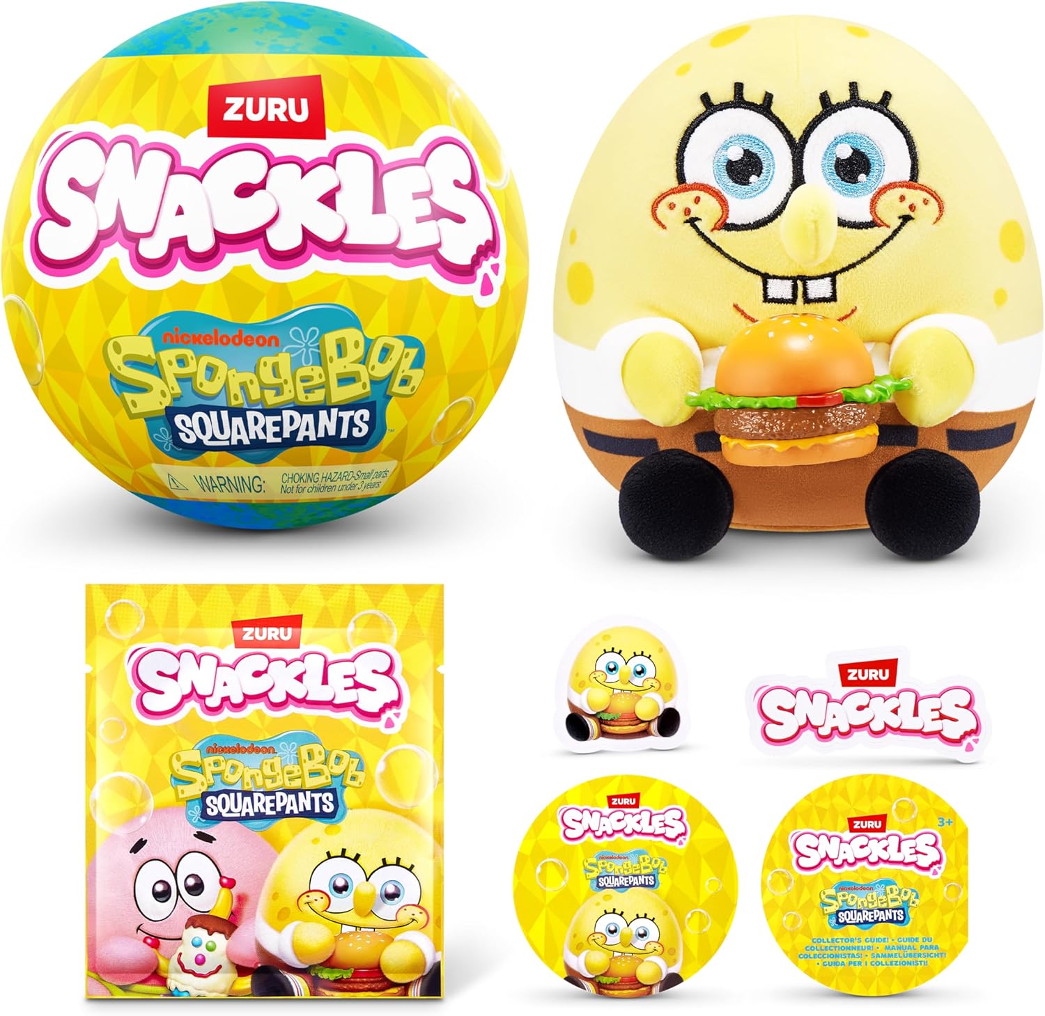 Thumbnail 1 de Snackles Licensed SpongeBob Squarepants 5-inch Plush with Snack Accessory