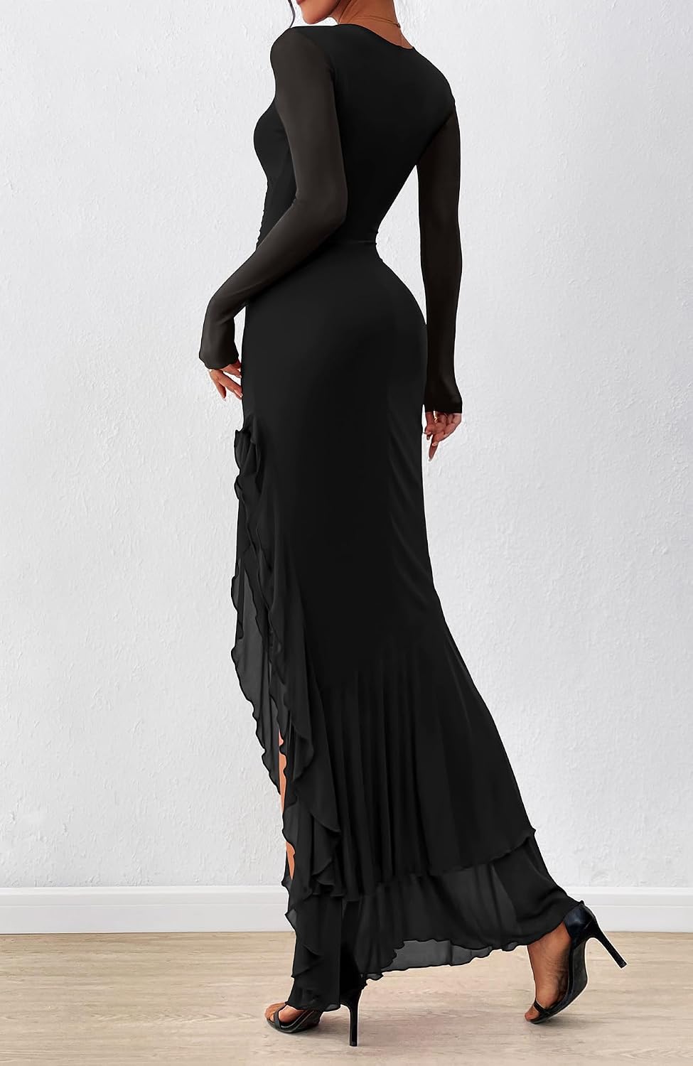 Detalle de BTFBM Women's Maxi Dress 2026 Long Sleeve Ruched