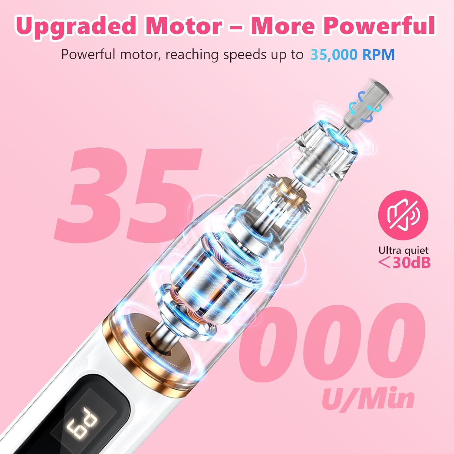Detalle 2 de Buudala Ponceuse pour Ongles Professionnelle – 35000 RPM, Sans Fil, Kit 12-en-1
