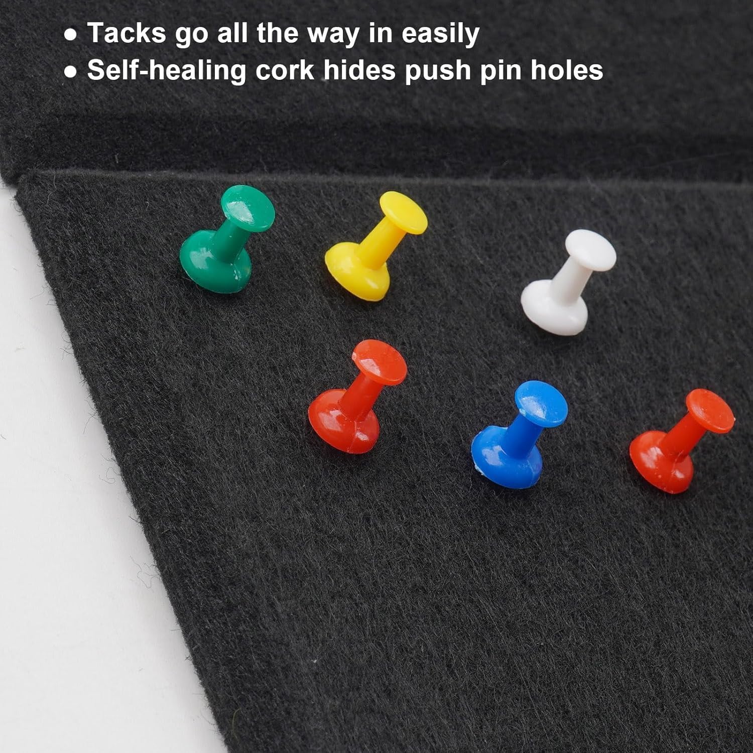 Detalle de 120 x 90 cm Cork Board Alternative Felt Pin Board Tile Set (12-pack) with 30 pushpins – Black