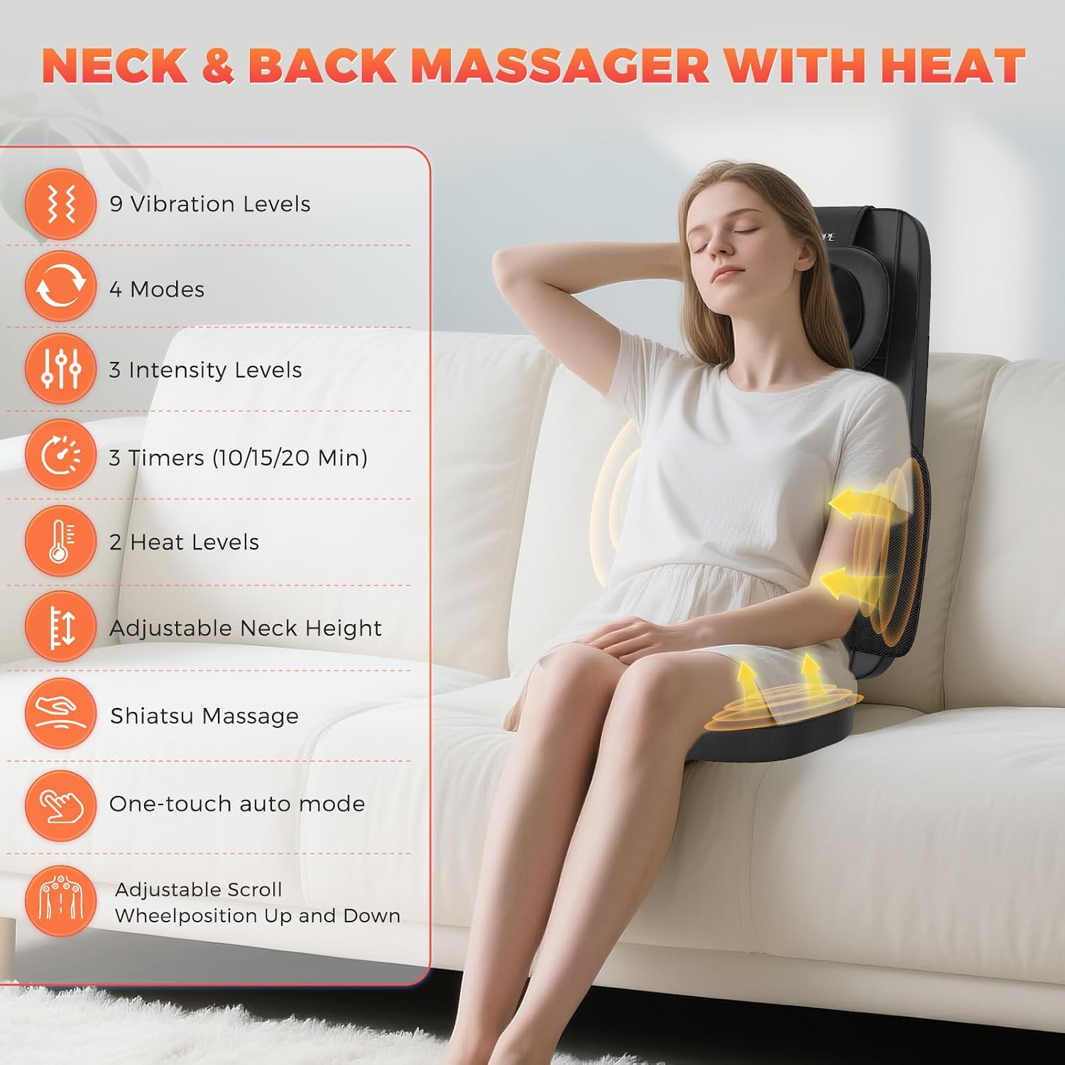 Thumbnail 1 de YOSSMO Shiatsu Neck and Back Massager: Deep Tissue Kneading in 8D with Heat